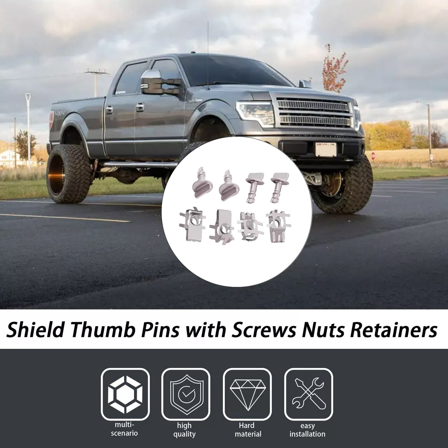 4 Engine Cover Pins and 4 Nuts! for Ford F-150 Edge Explorer