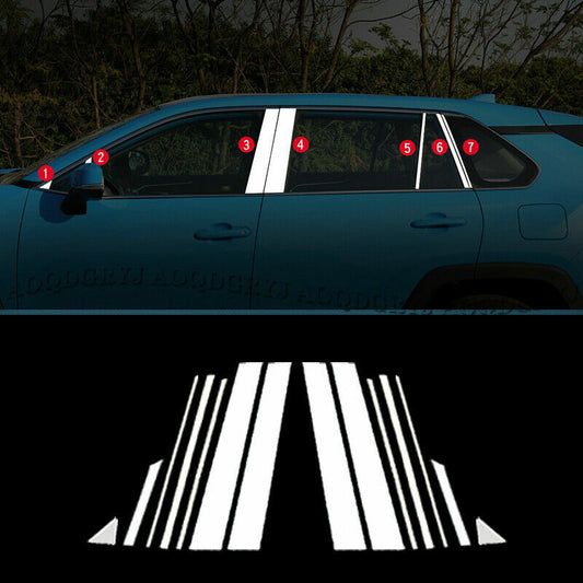14P Chrome Stainless Window Door Pillar Moulding Trim for TOYOTA RAV4 2019-2022
