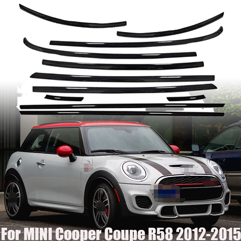 Stainless Car Window Trim Strip Gloss Black for MINI Cooper Coupe R58 2012-2015 n