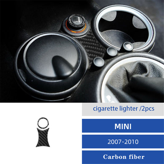2X Carbon Fiber Cigarette Lighter Trim for BMW for MINI Cooper R56 R57 2007-10