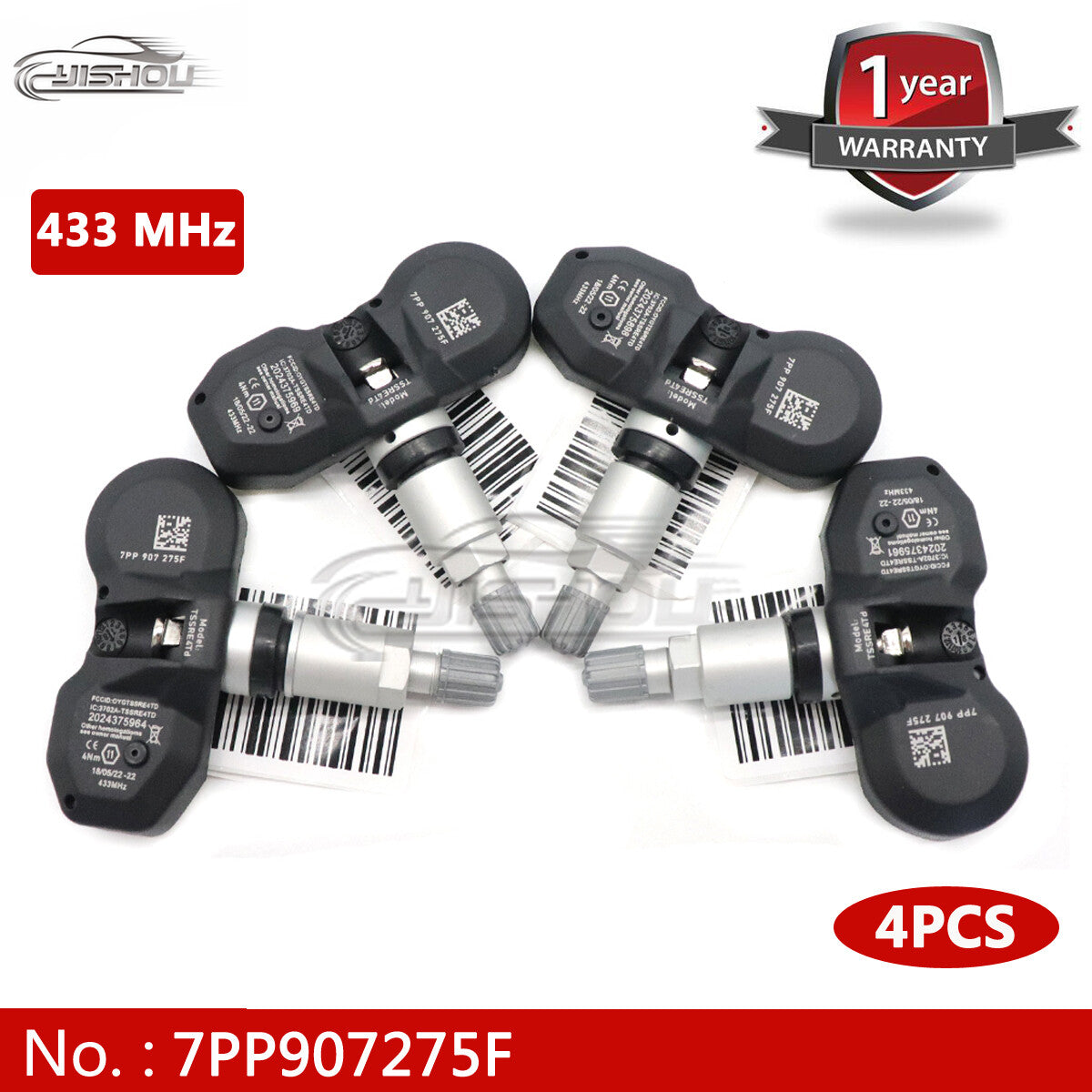 4pcs Tire Pressure Sensor (TPMS) for Volkswagen Touareg, Phaeton, for Audi A4, A6, for A8 , Q7 (433MHz)