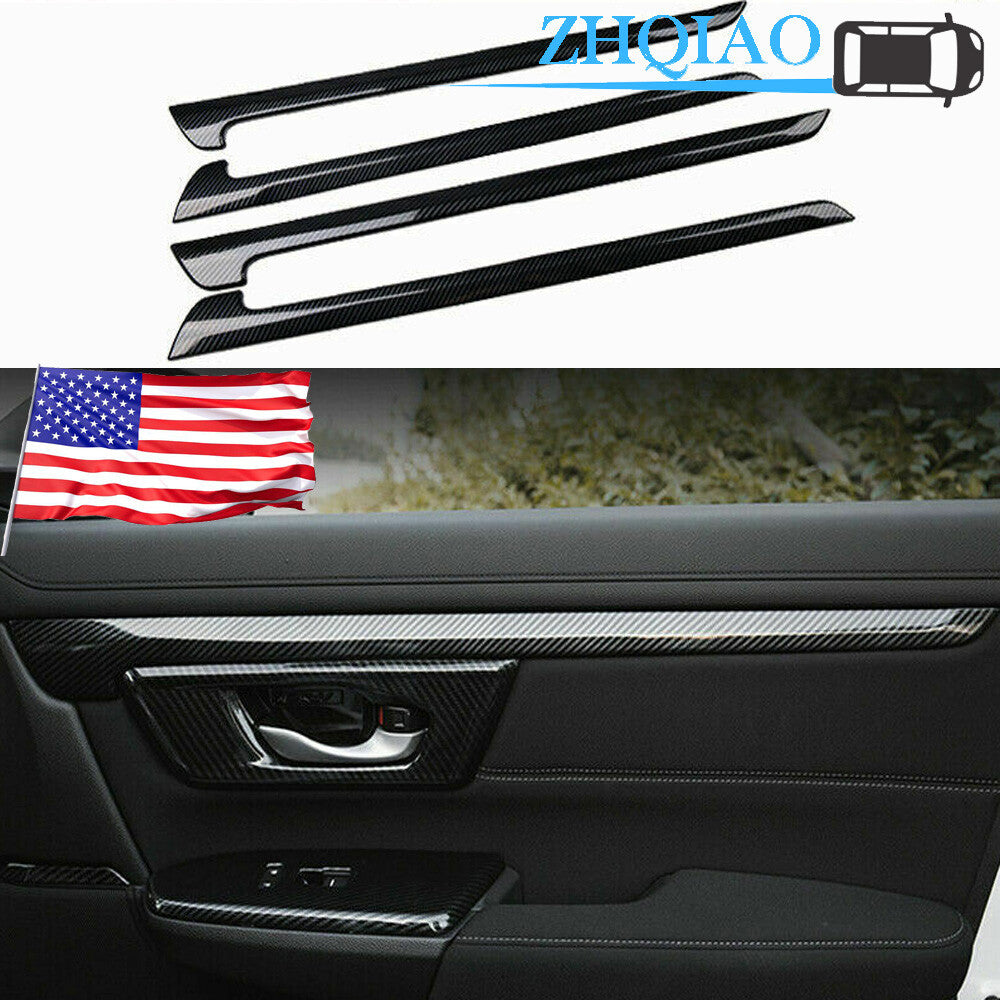 Carbon Fiber 4X Inner Door Armrest Decor Cover Trim for Honda CR-V CRV 2017-2022