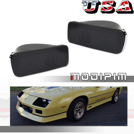 Smoked Black Front Bumper Signal Lights Pair for 1985 - 1992 for Camaro - v