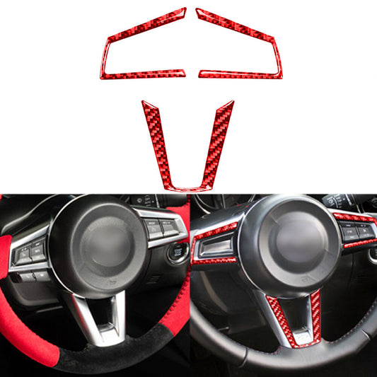 for Mazda MX-5 16-20 Carbon Interior Steering Wheel Button Panel Cover Trim Red