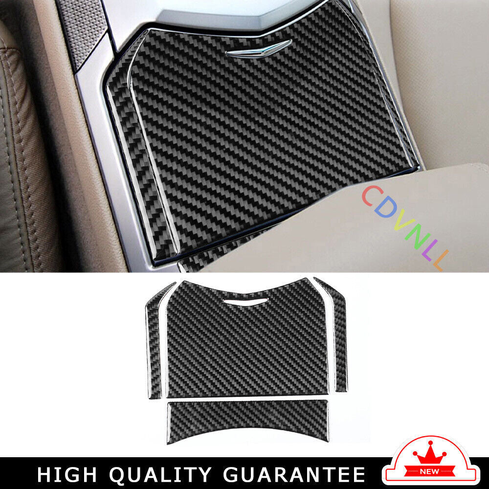 Console Storage Box Cover Trim for Cadillac CTS 2008-13 Real Black Carbon Fiber