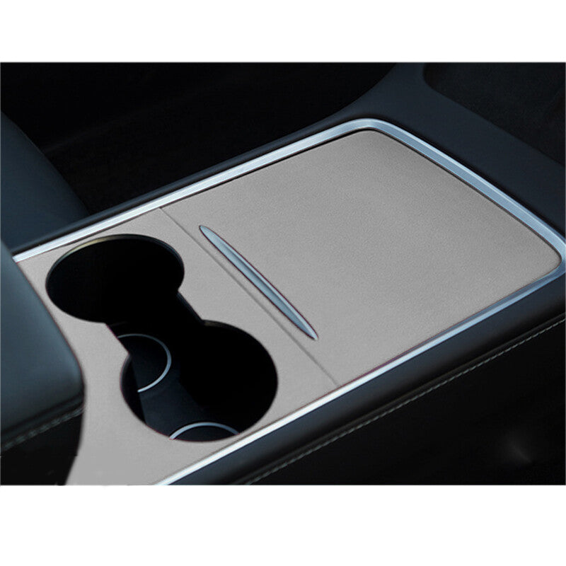 Grey Suede Leather Center Console Wrap Cover Trim Fit for Tesla Model 3 Y 2021