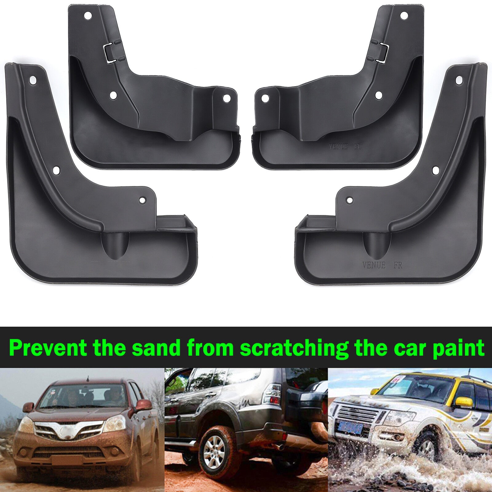 Set Mud Flaps Splash Guards Front Rear Mudguards for Hyundai Venue 2019-2023 ?? Q