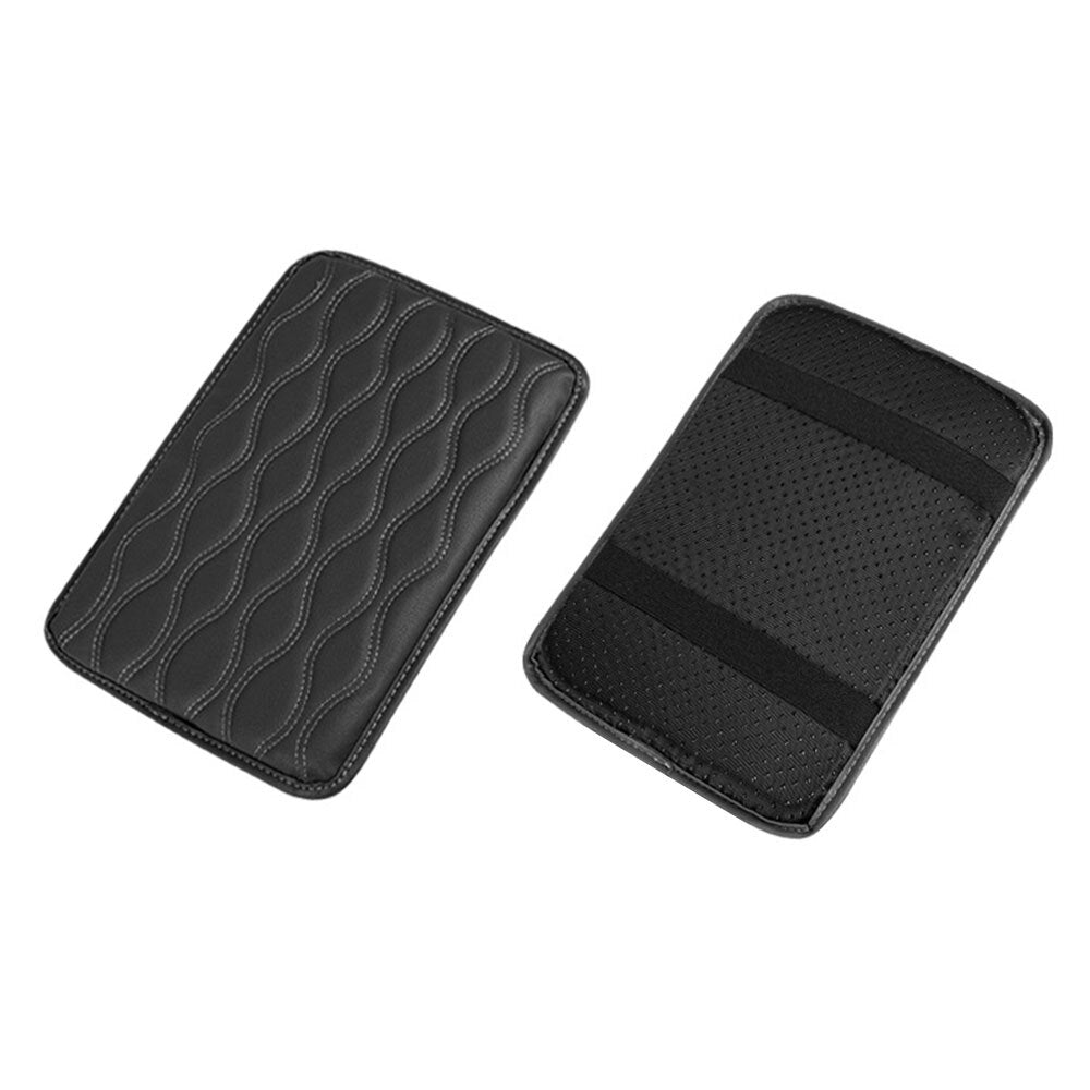 1-pack black car armrest mat cover, car center console box, polyurethane synthetic leather backrest cushion - n
