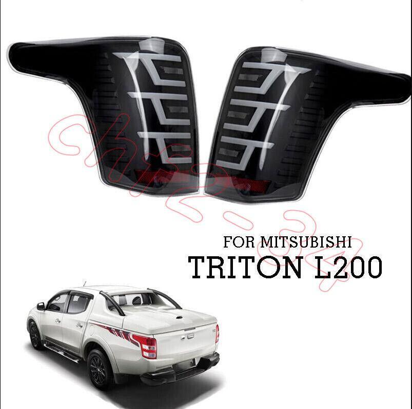 Smoke Black LED Rear Lamps Taillights Fit for Mitsubishi triton L200 2015-2018