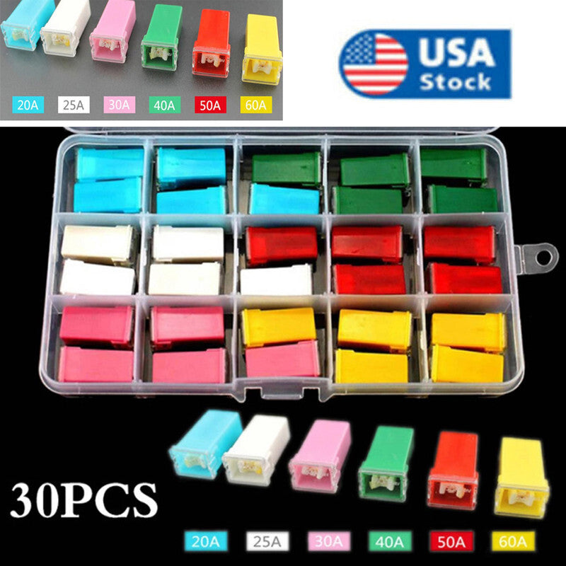 30-piece American car fuse set, 20A, 30A, 40A, 50A, 60A, combination low and high ratings. n
