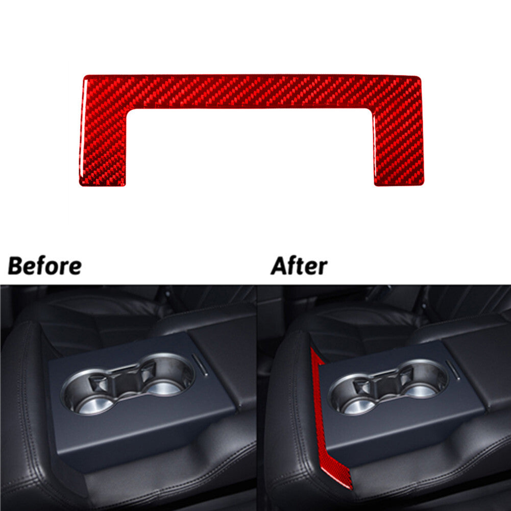 Red Carbon Fiber Rear Watercup Holder Panel Cover Trim for Chrysler 300 2005-07 v