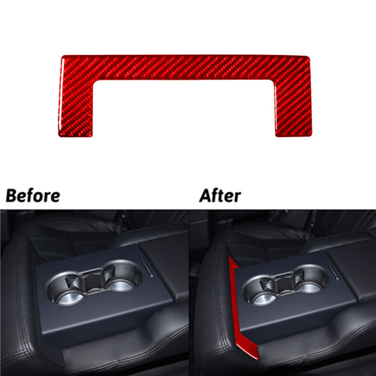 Red Carbon Fiber Rear Watercup Holder Panel Cover Trim for Chrysler 300 2005-07 v