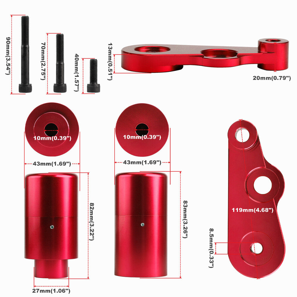 Red Aluminum NO CUT Frame Sliders Crash Protect for Suzuki 06-09 GSX-R 600 750