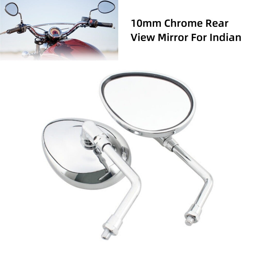 Chrome 10mm Rear View Mirror Fit For Indian Chief Vintage14-17 Springfield 16-17