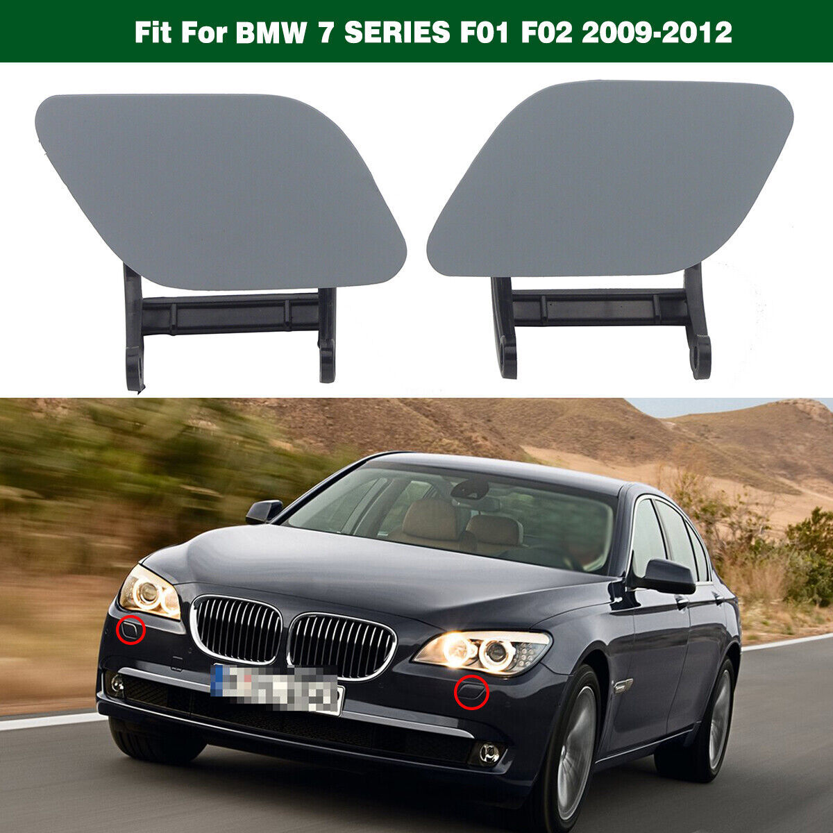 1Pair Headlamp Headlight Washer Cover Cap Fit for BMW 7Series F01 F02 2009-2012 Q