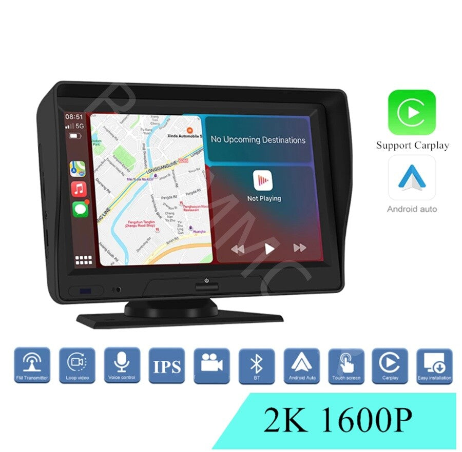 Car DVR Wireless 7in Dash Camera Carplay Android Auto Touch Screen Navigation FM
