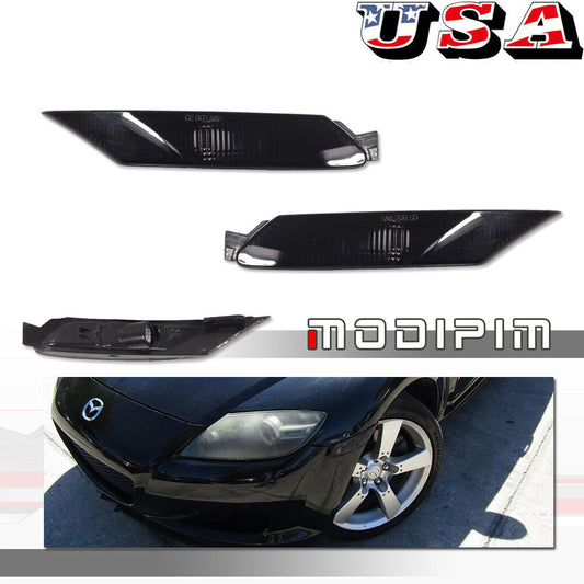 For 04-08 for Mazda RX-8 RX8 OE style smoked black front side marker light housing - v