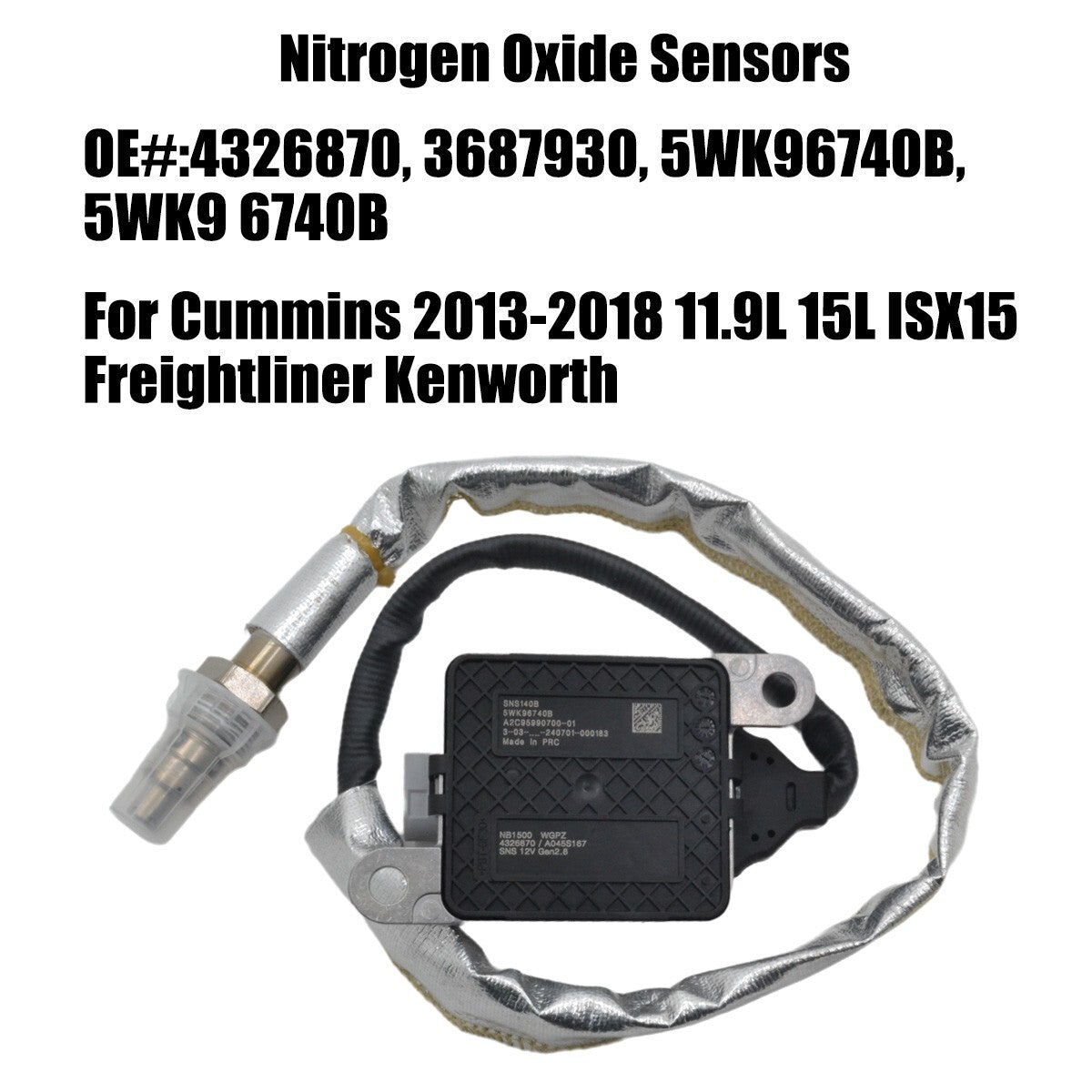 Nitrogen oxide sensor 5WK96740B suitable for 11.9L to 15L ISX15 2013-2018 Q