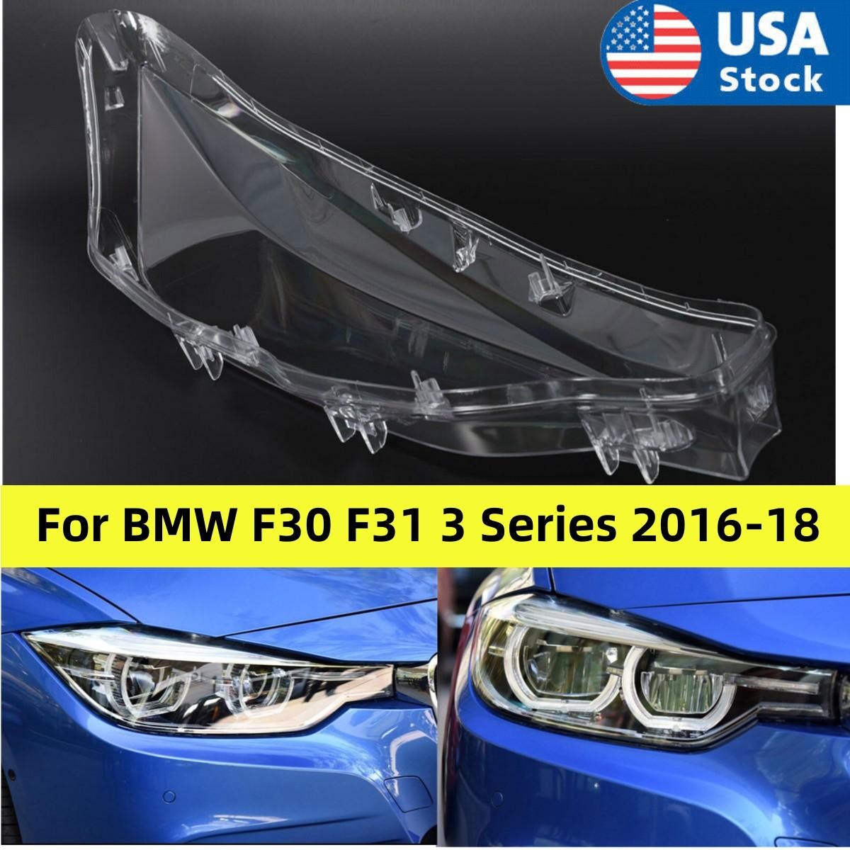 1 Pair Car Headlight Headlamp Lens Cover for BMW F30 F31 3 Series 2016-2018