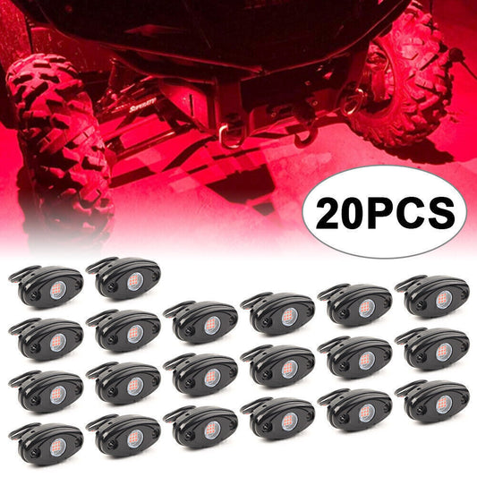 20PCS 9W Red LED Rock Light for Jeep Pickup ATV Under Body Trail Rig Lamp
