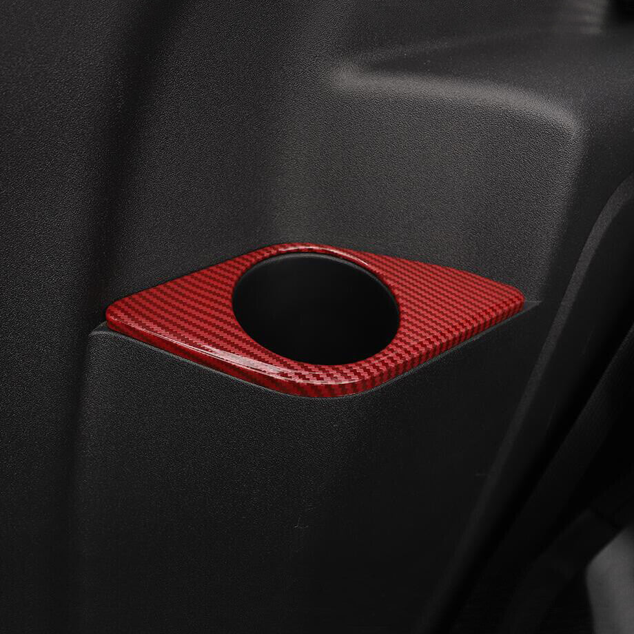 Red Carbon Interior Rear for Seat Cup Holder Cover Trim For 21-24 Bronco 2-Door v