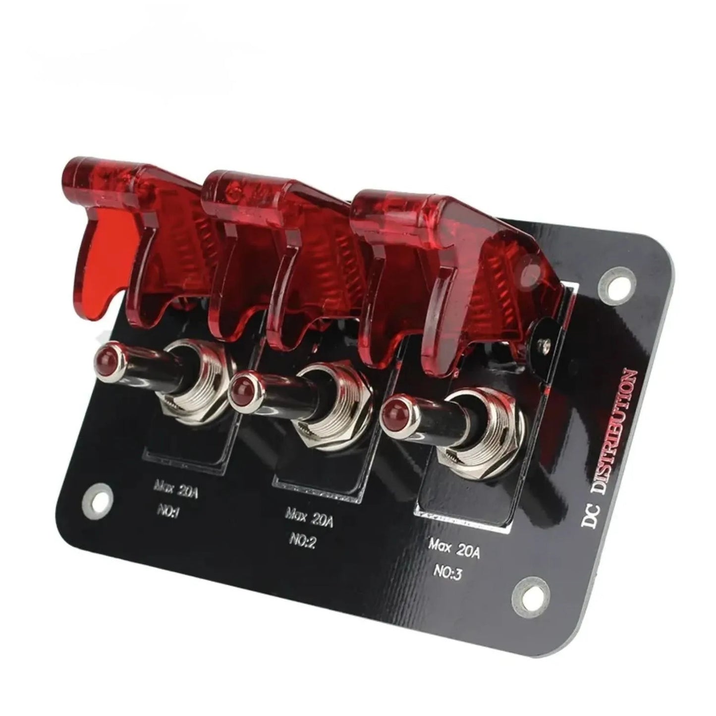 Metallic red LED rocker ignition switch panel circuit breaker 12V for automobiles and boats. n