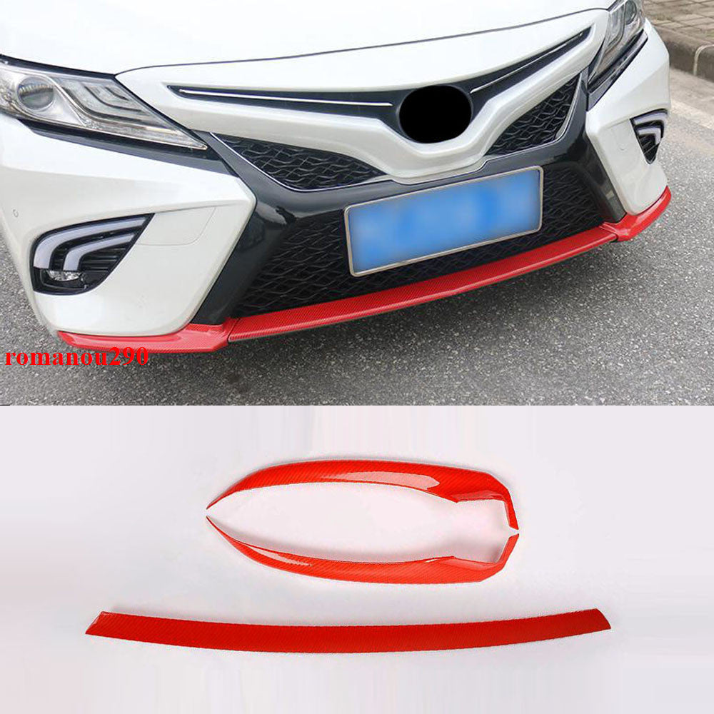 for Toyota for Camry 2018-2020 Red Carbon Fiber Car Front Bumper Moulding Cover Trim