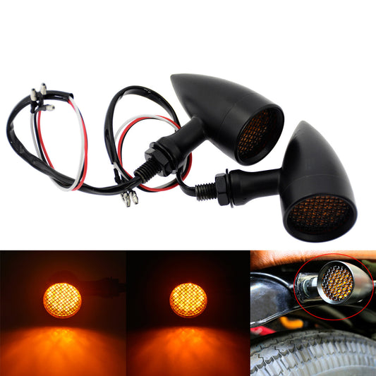 2x Black 10mm Grille Turn Signal Amber Indicator Light for Harley Sportster XL Q