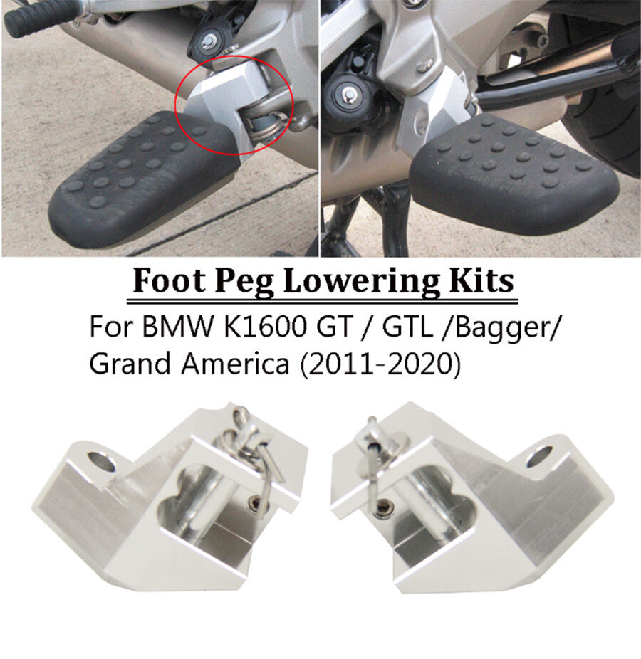 CNC Passenger Foot Peg Footrest Lowering Kit Adapter for BMW K1600GT GTL Bagger Q