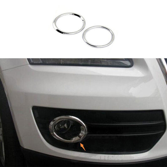 Fit for Audi Q3 2013-2015 Chrome Front Bumper Fog Light Lamp Frame Ring Trim 2P