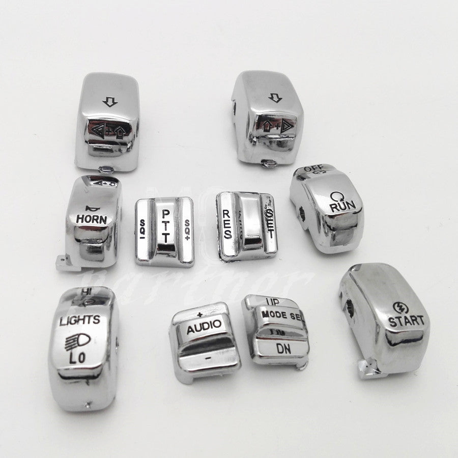 Chrome Carved Hand Control Switch Housing Buttons Cap Kit Fits for Harley 96-13 Q