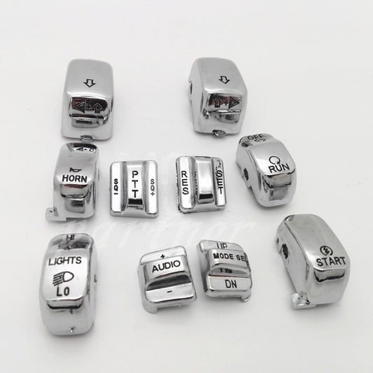 Chrome Carved Hand Control Switch Housing Buttons Cap Kit Fits for Harley 96-13 Q