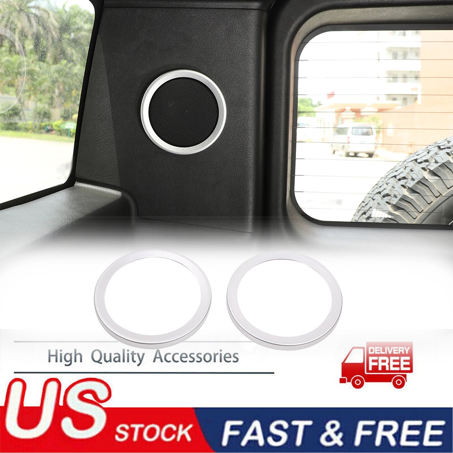2-Piece Aluminum Rear Door Speaker Audio Cover Trim for HUMMER H2 SUV 2003-2009 n