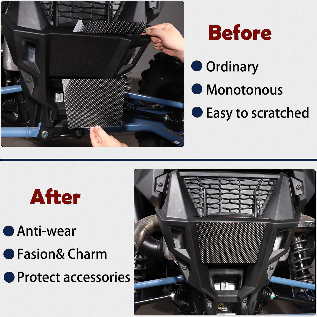 Carbon fiber front hood panel trim for Polaris RZR PRO XP Ultimate 2021+ n
