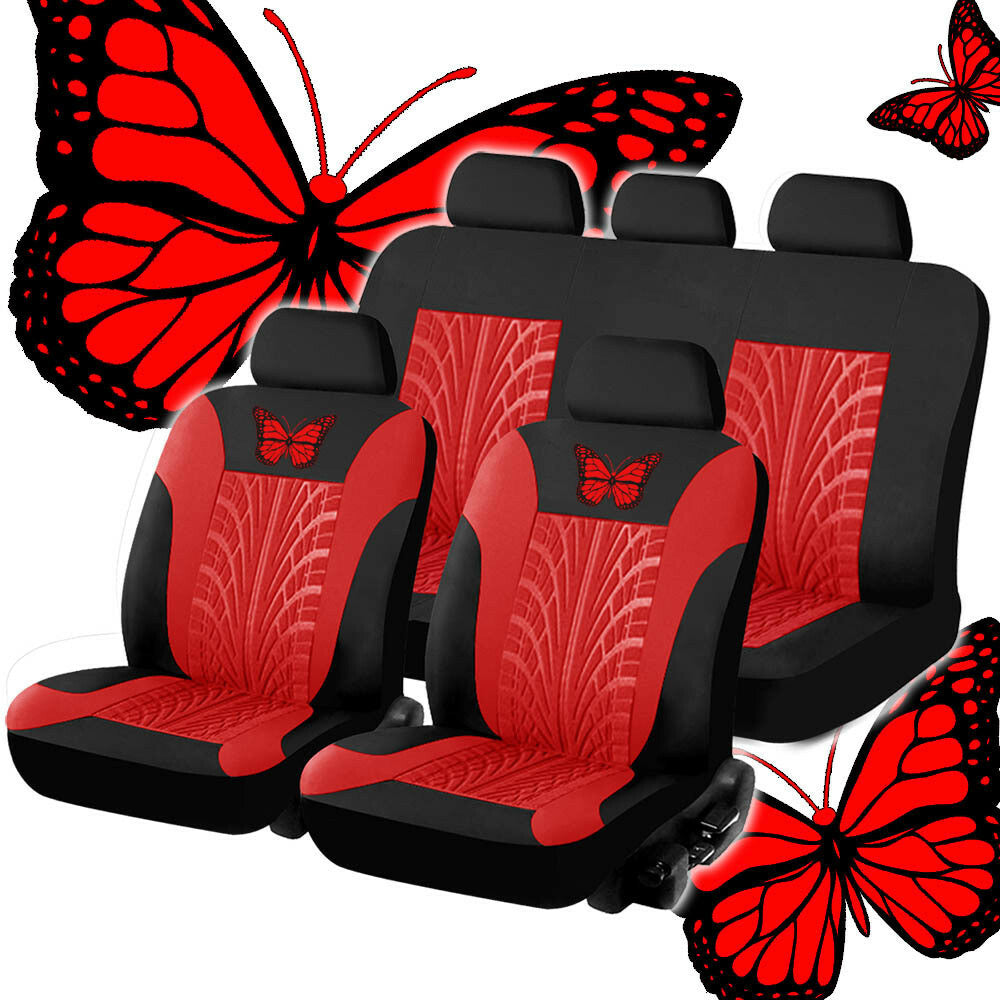 Car for Seat Covers Full Set Front Rear Protectors Washable Red Fit for Toyota for Camry
