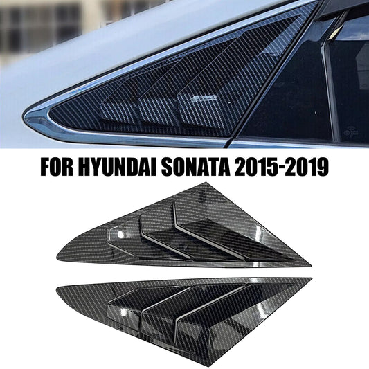 2x Carbon Fiber Style Texture Rear Window Louver Shutter Trim for Hyundai Sonata