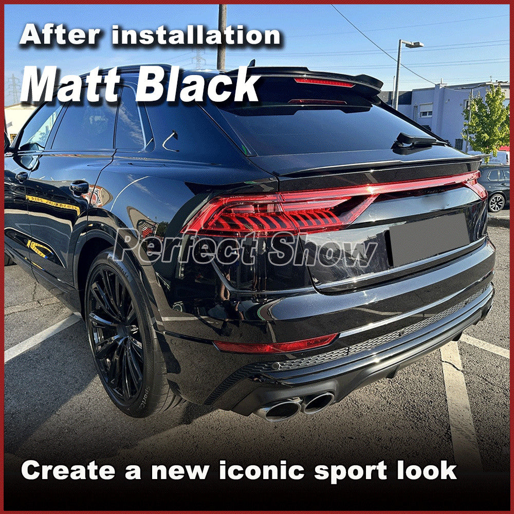 Fit for Audi Q8 SQ8 2019-2022 Black Rear Bumper Diffuser Lip W/Exhaust Trim Tips