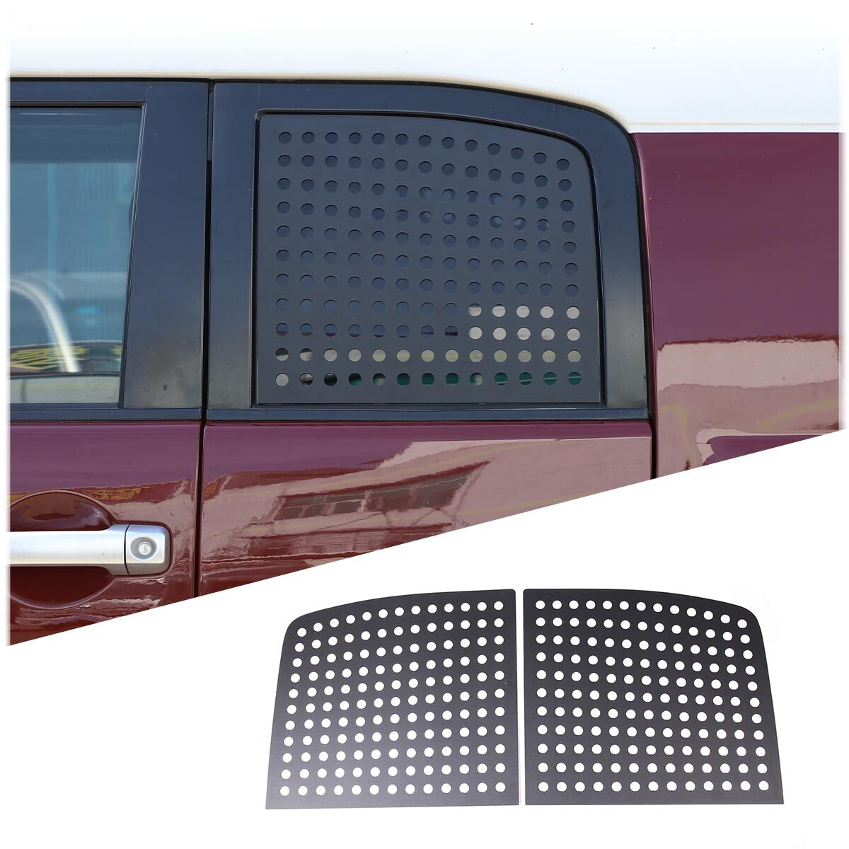 2-Piece Exterior Rear Door Window Glass Panel Cover Trim for 2007-2021 FJ Cruisers