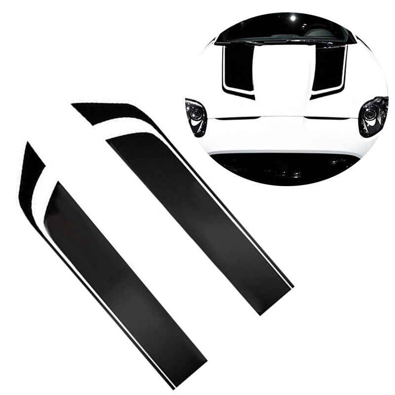 2PCS Universal Black SUV Car Hood Stripe Decal Auto Vinyl Bonnet Sticker Trim v