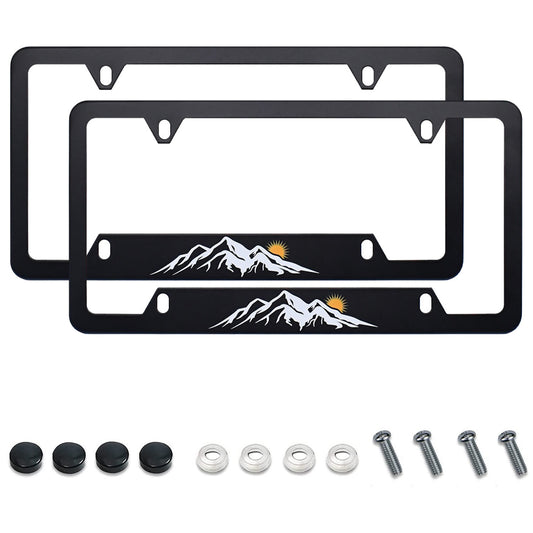 2x  for ford  Accessories Snow Mountain & Sun Raised License Plate Frame Covers