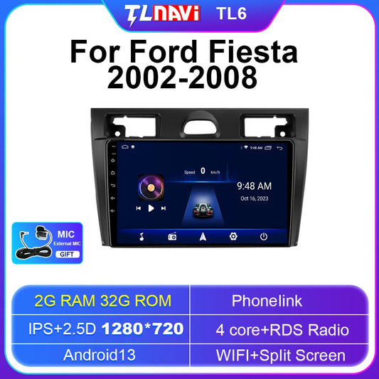 for Ford Fiesta Mk VI5 Mk5 Car Radio Multimedia Video Player GPS Navigation 2din
