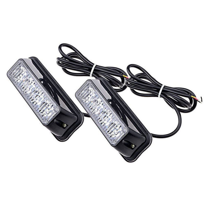 2xCar White/Yellow Grille Strobe Light Head LED Driving Flashing Side Width lamp