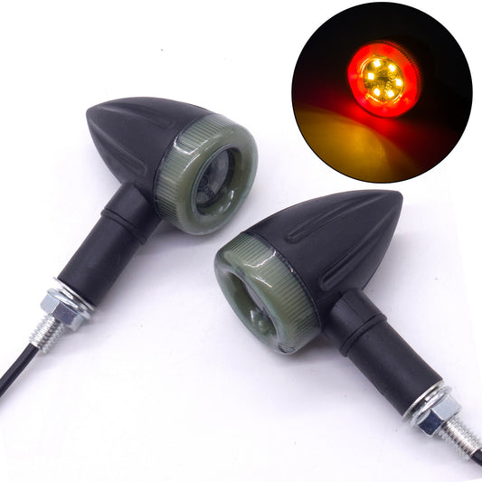 Black Motorcycle Plastic LED Amber Lamp Turn Signal Rear Brake lights Indicators Q
