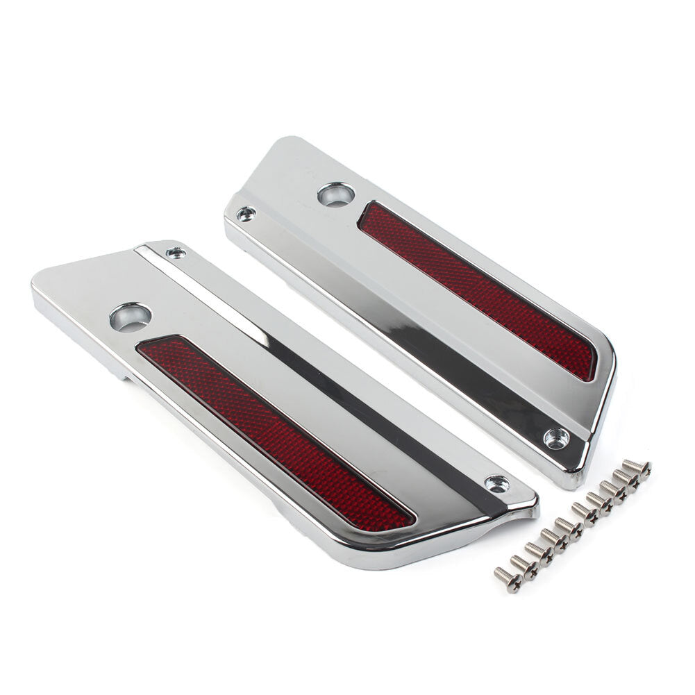 Saddlebag Latch Plate Cover With Red Reflectors for Harley Touring 1993-2013