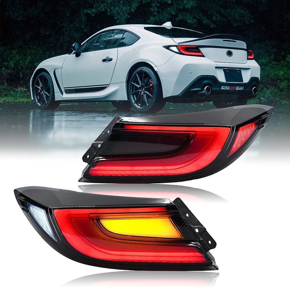 A pair of taillights and rear brake lights are available for 2021-2024 for Toyota GR86 and for Subaru BRZ.