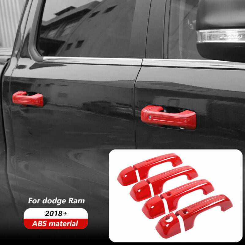 for Dodge for Ram 1500 2018-2021 Hight Version Exterior Door Handle Cover Trims Red