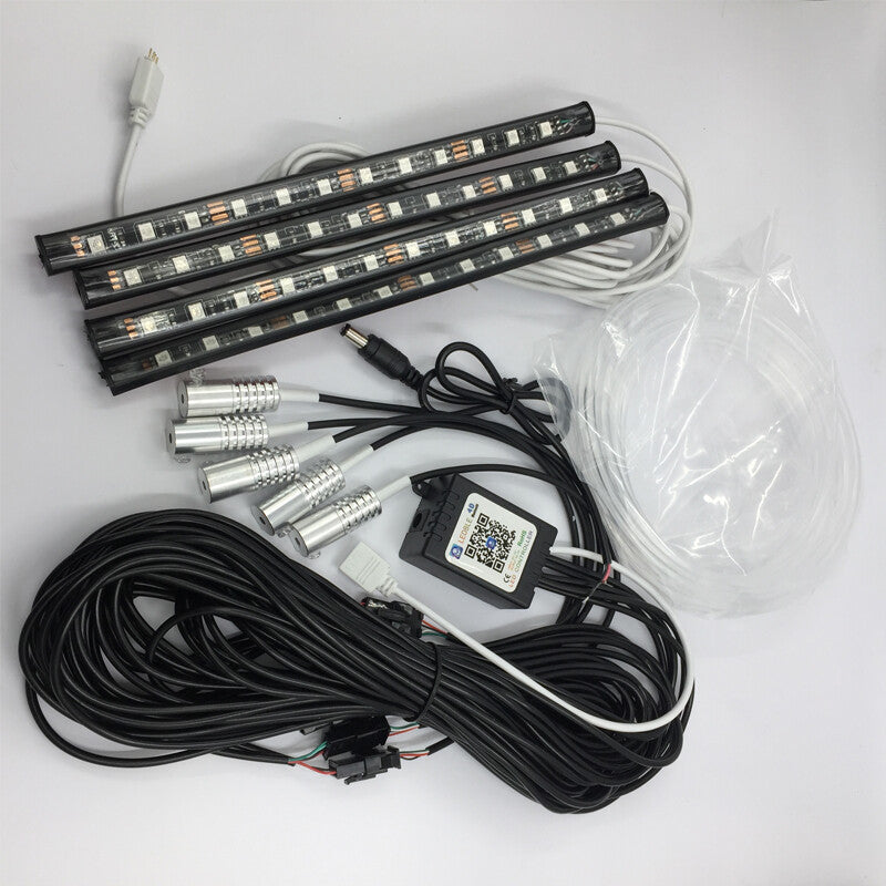 10x RGB LED Bluetooth Car Dashboard Door Lights, 8m Fiberglass Strip, iOS & Android Compatible n