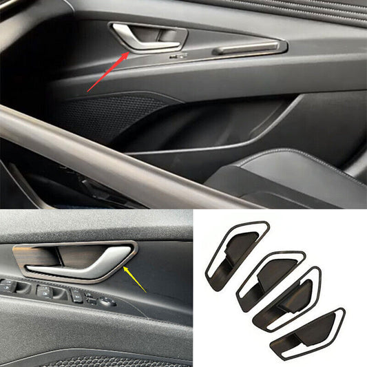 Fit for Hyundai for Elantra 2021-2023 Wood Grain Inner Door Handle Frame Trim 4PCS n