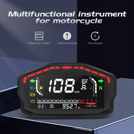 Universal Digital Moto Dash Panel LCD Dashboard Speedometer Odometer Tachometer