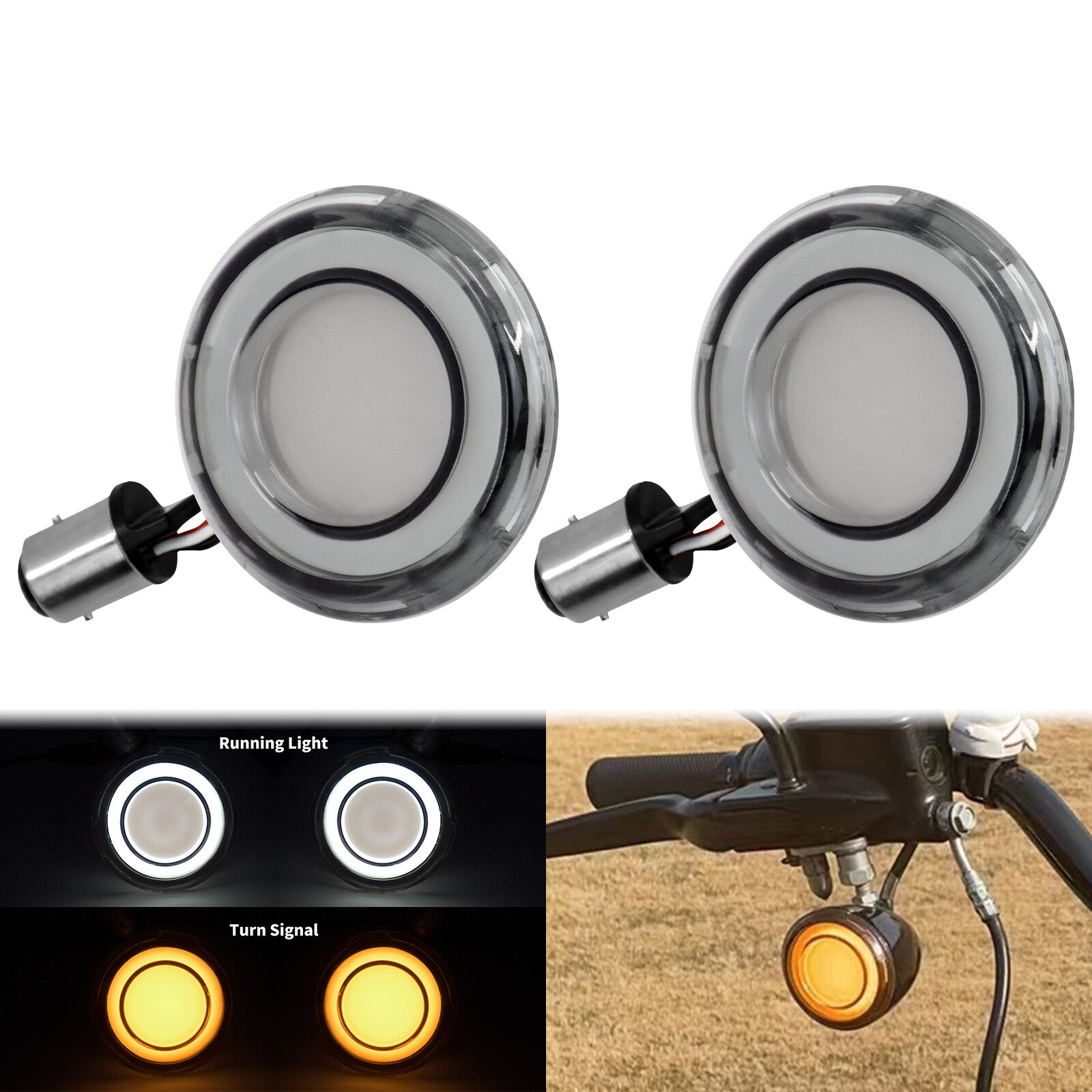 2x 1157 Amber White Running Turn Signal Light for Harley Street Road Gilde Dyna